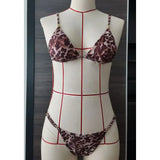 2025 Women's Leopard Print Triangle Strap-up Split Bikini Swimsuit Internet Celebrity Beach Seaside Sexy Bikini Swimsuit