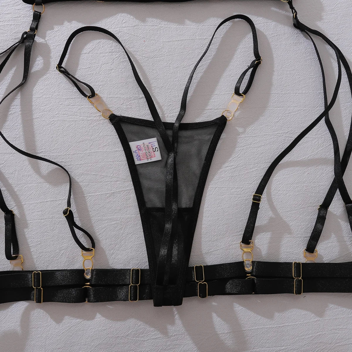 2026 Fashion Heavy Crafted Metal Decorative Lingerie Set with Buckle Women Mesh Transparent Bra Lady Sexy Body Shaping Underwear