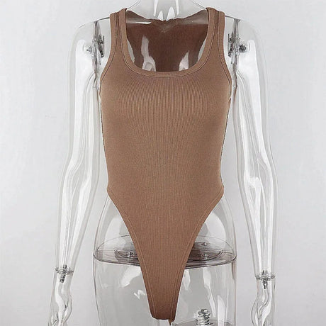 2026 Fashion Sleeveless Knit Bodysuit Hot Summer Sexy Bodycon Off Shoulder Halter Tops Casual Street Bodice For Women Sexy Body