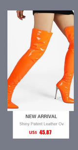 White Sexy Stiletto Heel Belt Buckle Over The Knee Boots Big Size 41-46 Pu Leather Thigh High Boots Shoes
