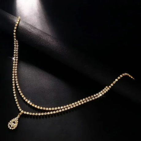 Luxury Women's Rhinestone Double Chain Water Drop Waist chain Crystal Body Belly Chain Fashion Accessory for Special Occasions