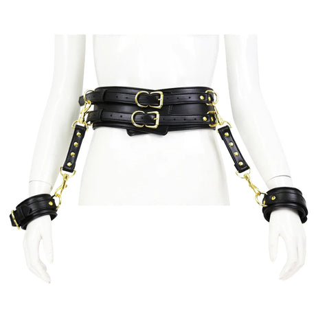 Leather BDSM Harness Woman Accessories Set Fetish Lingerie Body Bondage Gear Waist Thigh Restraints Cuffs Garter Belt Sex Toys