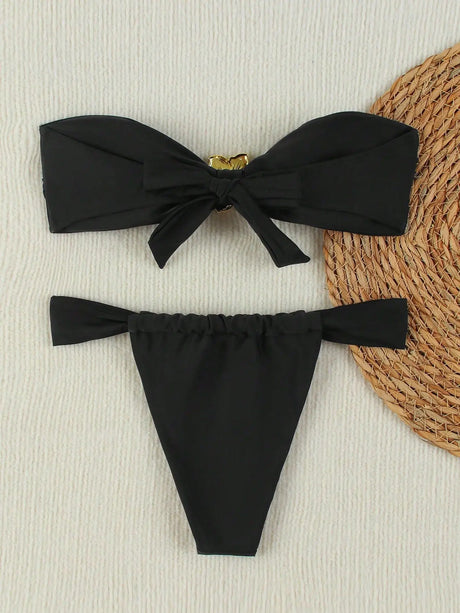 Sexy Cut-Out Bikini Set - Trendy Swimwear for Beach Goddesses Stunning Strapless Bikini Top Two-Piece Swimwear for Women
