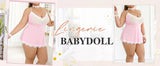Plus Size Women's Deep V-Neck Nightgown Sexy Lace Bow Doll-style Pajamas Lingerie Adult Dress XL 5XL Sexy Female Nightwear