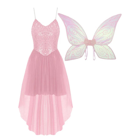 Women Playful Fairy Elf Wing Dress Cosplay Costume Christmas Halloween Fancy Dress for Festival Themed Party Role‑Playing Scene