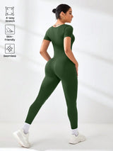 Women's Slimming Sexy Yoga Sports Jumpsuit Spring Summer Threaded Square Collar Lifting Buttocks Design Comfortable Active Wear