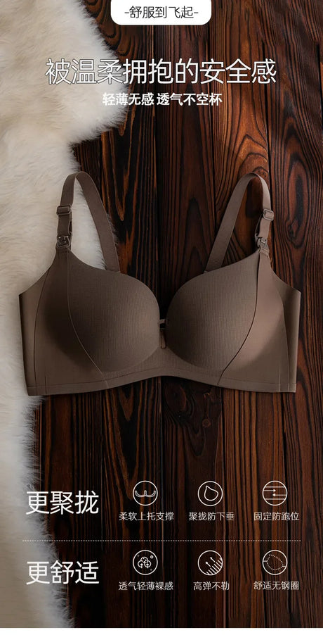 Smooth Nursing Bra Prevents Sagging Gathers Support Womans Brassiere Three-row Hooks Postpartum Use All Stages Ladies' Bra Daily