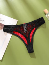 Sexy Women's G-String Panties Transparent Mid-Low Rise Ladies Underwear Color-Block Female Intimates Lingerie