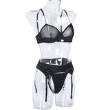 Yimunancy Transparent Bra Underwear Set Women Basic Erotic Sexy Garter Kit Chain Lingerie Set