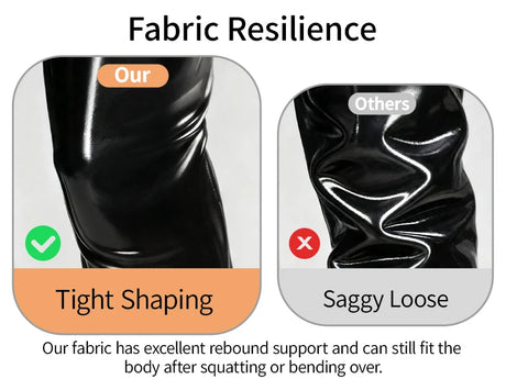 Women's Glossy Stretch Faux Leather Slim Fit Bell Bottom Pants Elastic Waistband Ladies Shiny PU Leather Women Sexy Trousers New