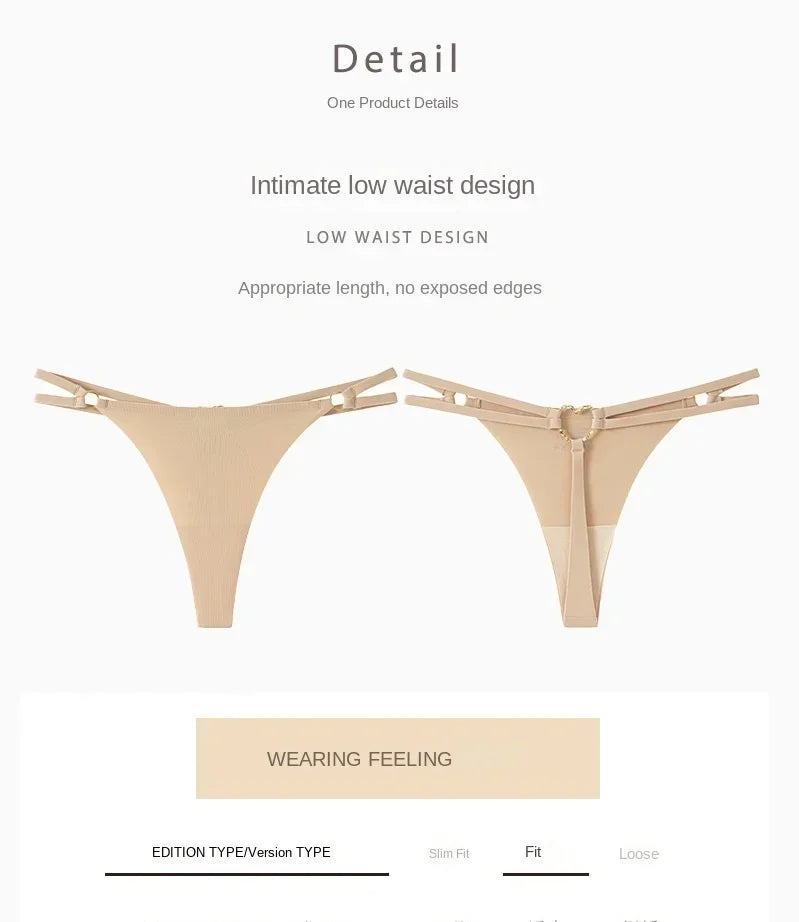 Women’S Low Rise Thong Sexy Panties Double Love Buckle Strap G-String Sports Thongs Breathable Underpants for Fine Womens Белье