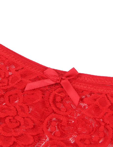 Lace Bow Thong Panties for Women Sheer Mesh G String Sexy Underwear Open Crotch Low Rise Plus Size Lingerie Hot Sale