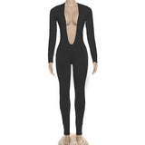 STYLISH LADY Cut Out Jumpsuits 2025 Autumn Women Long Sleeve V Neck Backless Bodycon Sexy Club Party Rompers Jumpsuits