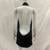 Summer Sexy Solid Color Deep V-Neck Backpack Hip Dress Elegant Fashionable Mini Skirt for Party Hanging Neck Design