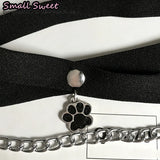 Women Gothic Cute Cat Paw Elastic Thigh Garter Y2K Spicy Girl Leg Ring Punk JK Cool Thigh Chain Cross Binding Thigh Harness
