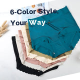 6pcs Women's Seamless Luxury Satin Briefs Mid-Waist Ruffle Mulberry Silk Butt-Lifting Panties Skin-Friendly Crotch, Sexy, Stretchy UnderWear for Women Plus Size