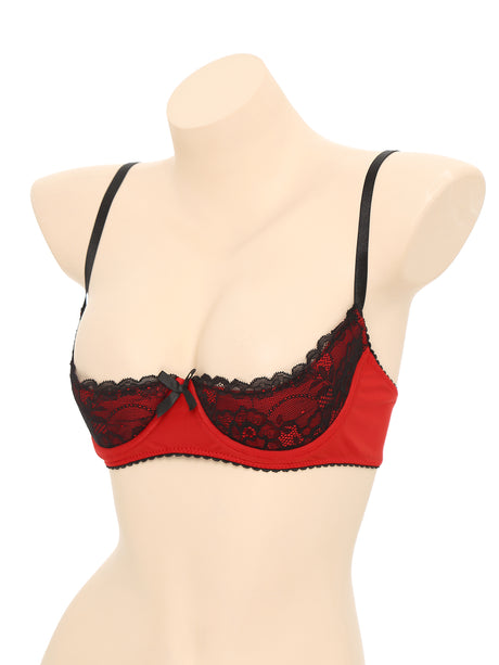 Women Sexy Open Cups Bra Exposed Nipples Lingerie Tops Adjustable Straps Underwire Lace Push Up Brassiere Underwear Nightwear