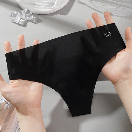 1/3pcs Ultra-Thin Ice Silk Thong Panties Women Seamless Transparent Low-Rise Quick Dry Underwear
