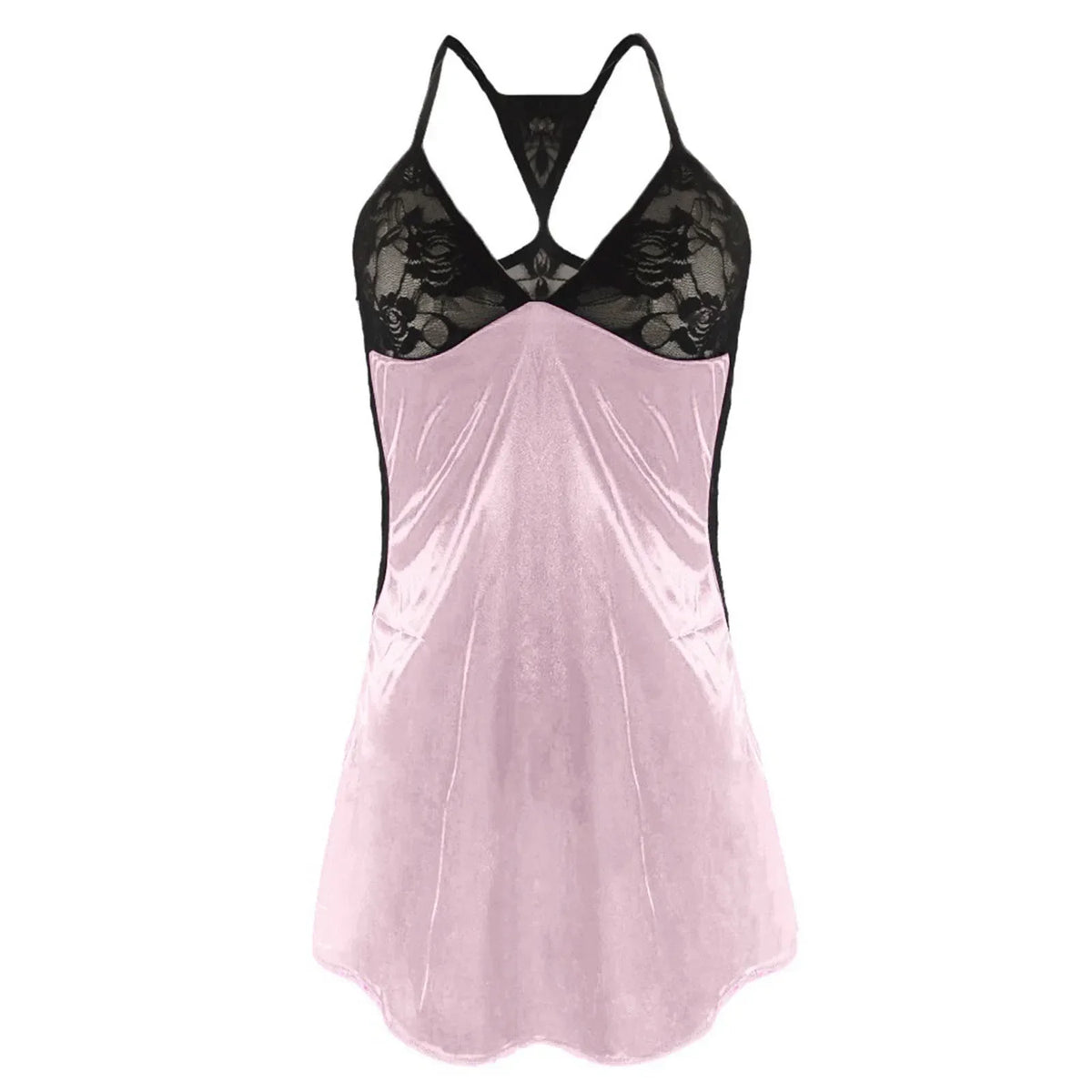 Womens Sexy V-neck Night Mini Dress Summer Fashion Lingerie Slip Sheer Lace Solid Patchwork Sling Sexy Backside Nightdress
