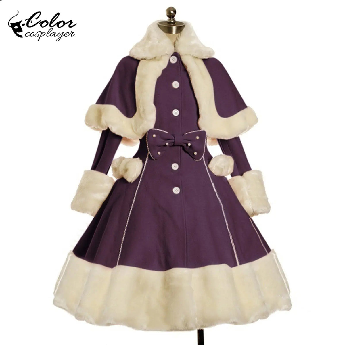 Thicken Christmas Dress Xmas Cloak Princess Cosplay Costume Red Winter Dress Women Long Sleeved Gown Furry Anime Role Outfit