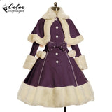 Thicken Christmas Dress Xmas Cloak Princess Cosplay Costume Red Winter Dress Women Long Sleeved Gown Furry Anime Role Outfit