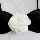Sexy Flower Bandeau Swimwear Thong Bikini Women Lace-up Swimsuits Swimming Bathing Suit Brazilian Bikinis Set Mujer Biquini