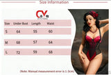 Red Black Lace Bodysuit, Mesh Waist-shaping Lady Style Role Play Women Bodysuit Sheer Mesh Lingerie Sleepwear Costume V9NB