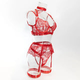 Sexy Lace Lingerie Set With Garter Belt Eyelash Underwire Bra Nude Illusion Strappy Sensual Costume Exotic Underwear Party Club