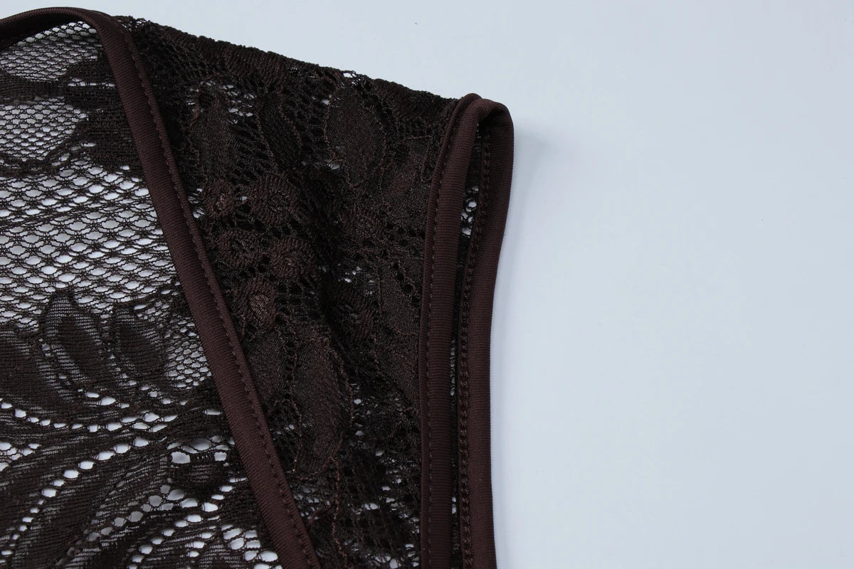 Hugcitar Summer Square Collar Solid Patchwork Lace Sexy Crop Tank Top Fashion Female Clothes Streetwear Vacation Club