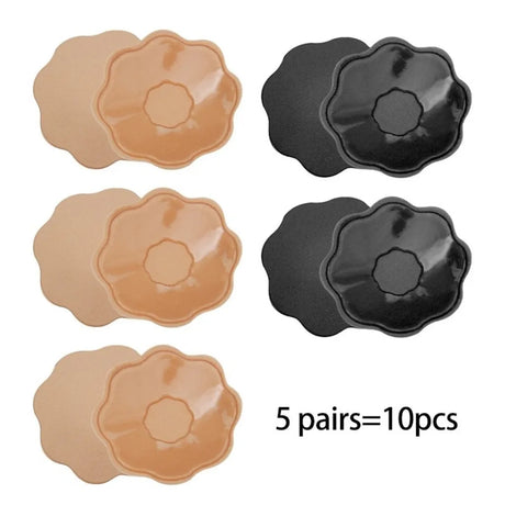 5 Pair Women Nipple Cover Reusable Breast Petals Silicone Nipple Tape Chest Sticker Invisible Self Adhesive Chest Pad