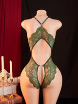 Hot Lingerie Sexy Bodysuit Open Crotch Adult See Through Clothes Perspective Lace Pajamas One Piece Crotchless Teddy BabyDoll