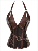 Sapubonva steampunk clothing women plus size corset burlesque clubwear steel boned corset overbust black brown corset gothic 6xl
