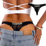 Personalized Rhinestone Letter Lace Thong for Women Custom Name Crystal G-String Panties Sexy Lingerie Gift