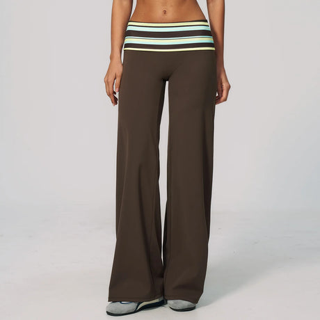 Fashion Polka Dot And Striped Wide Leg Pants For Women Fold Over Waist  Bell-bottoms Flare Yoga Pants Push Up Workout Leggings
