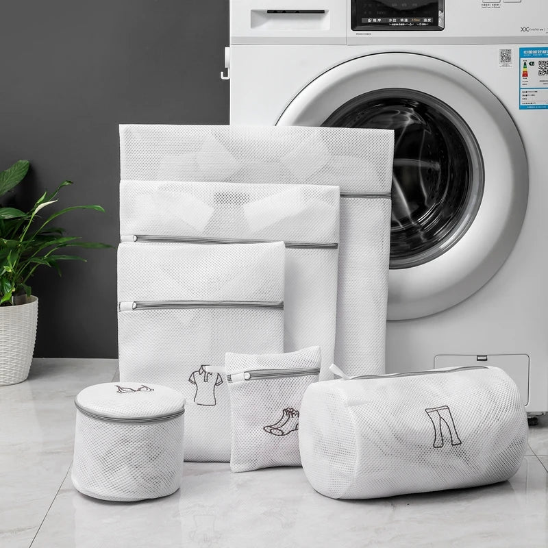 Laundry Bag Sets For Washing Machines Embroidery Fine Mesh Underwear Organizer Basket Clothes Cleaning Protect Anti-deformation