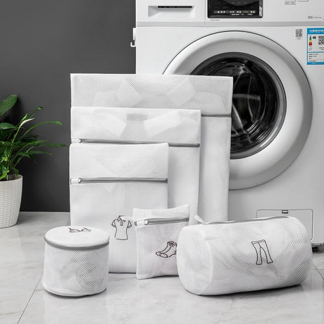 Laundry Bag Sets For Washing Machines Embroidery Fine Mesh Underwear Organizer Basket Clothes Cleaning Protect Anti-deformation