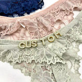 Sexy Custom Thong Name Lace String Customized Women Name Thong Crystal Letters Underwear Personalized Gift for couple