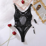Sexy Lingerie Bodysuit Sheer Mesh Crotchless Romper Womens Shapewear Jumpsuit Romantic Nightwear See Through One Piece Teddy