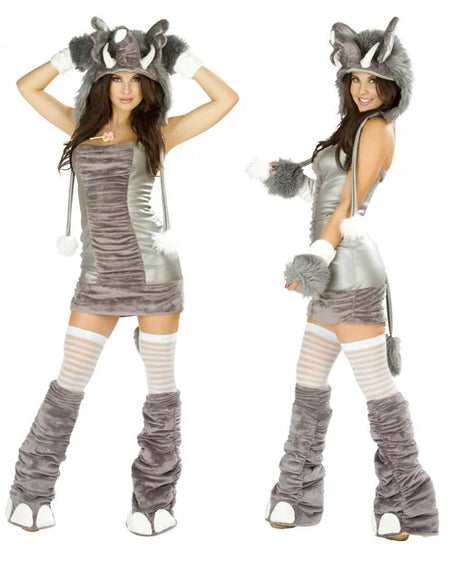 Halloween Costume Woman Furry Monster Fox Cat Cosplay Clothes Nightclub Party Dress up Rave Outfit Stage Wear 2025