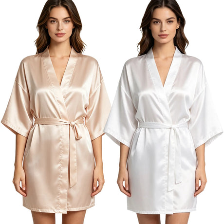 Customized Name Date Wedding Bathrobe Faux Silk Bridal Robe Bride Bridesmaid Wedding Robes Woman Bachelorette Hen Party