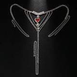 Stonefans Red Heart Jewellry Accessories Charms Waist Chain Fashion 2024 Summer Club Sexy Thong Panties G String Bikini Women