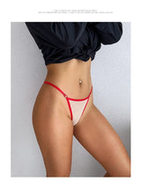 Baby Rhinestone Letter Sexy Thongs Women's Mesh Breathable Thin Perspective Underwear Low Waist Hollow Out Erotic Briefs String