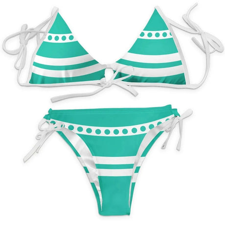 Striped Polka Dot Triangle Bikini Set Halter Tie Side Swimsuit Retro Beach Bathing Suit