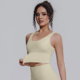 Women Summer Yoga Bra Underwear Shockproof Bra Sports Running Beautiful Back V Shaped Fitness Yoga Tank Top Bra with Chest Pad ﻿