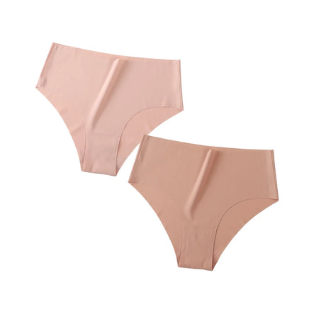 2Pcs/Set Ice Silk Panties Seamless High Waist Briefs Women Full Coverage Underwear Female Underpants No Show Sexy Lingerie XS-XL