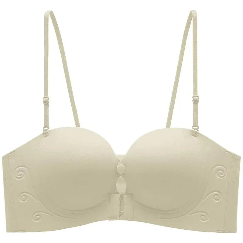 Front Fasten Balconette Bra Strapless - Lift Support Bralette Petite, Non Slip Invisible Comfort Everyday Wear Enhance Small Cup