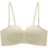 Front Fasten Balconette Bra Strapless - Lift Support Bralette Petite, Non Slip Invisible Comfort Everyday Wear Enhance Small Cup