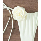 Sexy Flower Bandeau Swimwear Thong Bikini Women Lace-up Swimsuits Swimming Bathing Suit Brazilian Bikinis Set Mujer Biquini