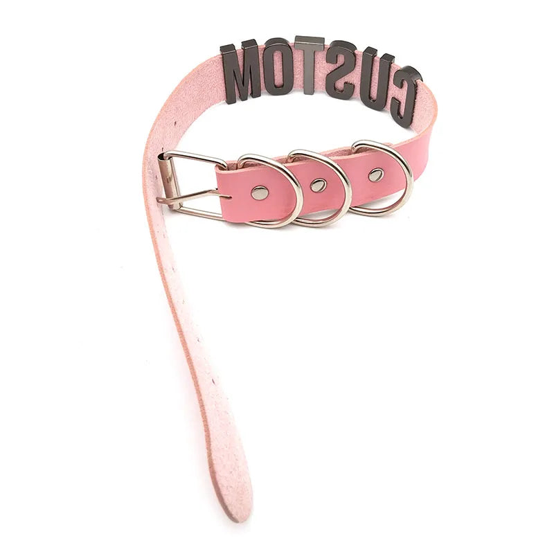 Punk Customized Black Letters BUNNY HOTWIFE Choker Collars DIY Personalized Custom Name Necklace Sexy Cosplay Party Jewelry