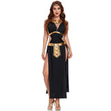 Ancient Egyptian Queen Inspired Ankha Cosplay Costume Set, White/Black Goddess Dress Gold Accents for Halloween & Themed Parties